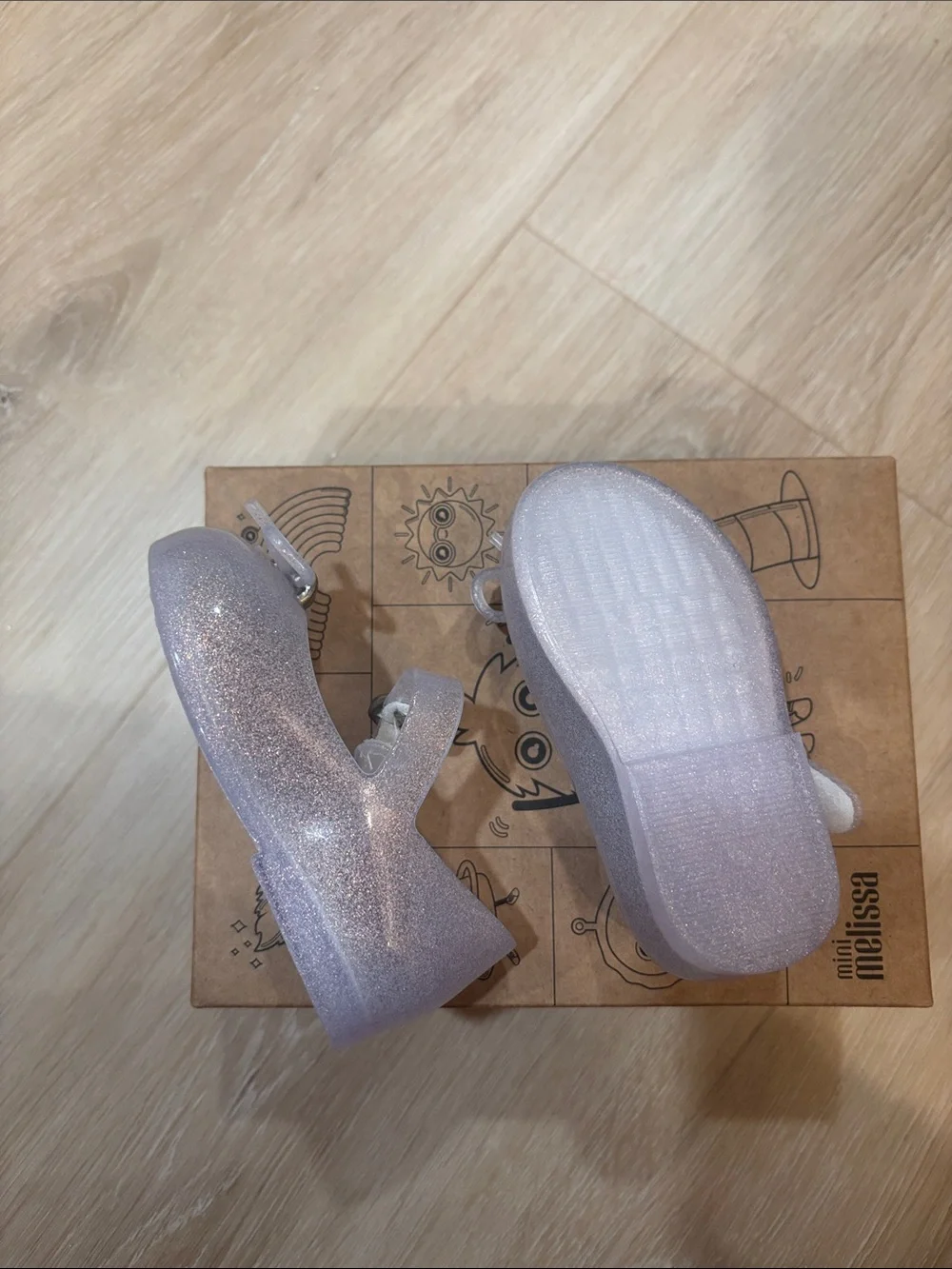 Mini Melissa Glitter Mary Jane Shoes in clear holographic with Bow